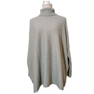 Joseph A. Light Heather Grey Poncho Turtleneck Sweater Women's Size M New w/Tags